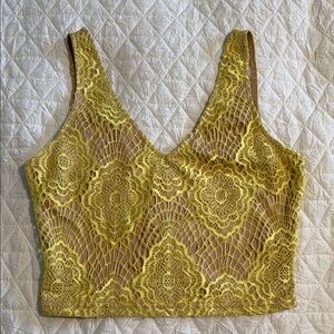 ANGL Yellow Lace Crop Top